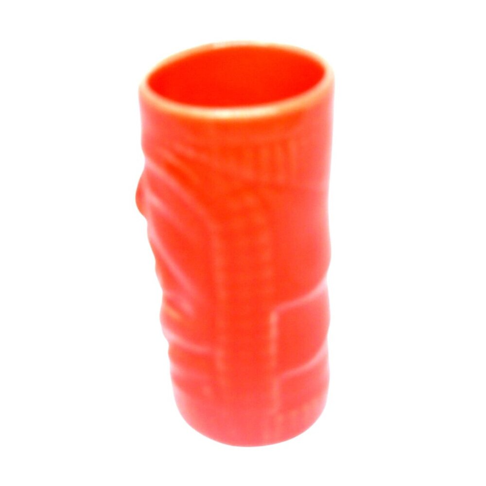 Belize Tiki Mug Shot Glass Ceramic Orange Polynesian Style Drinkware Chiki Vtg - Picture 4 of 5
